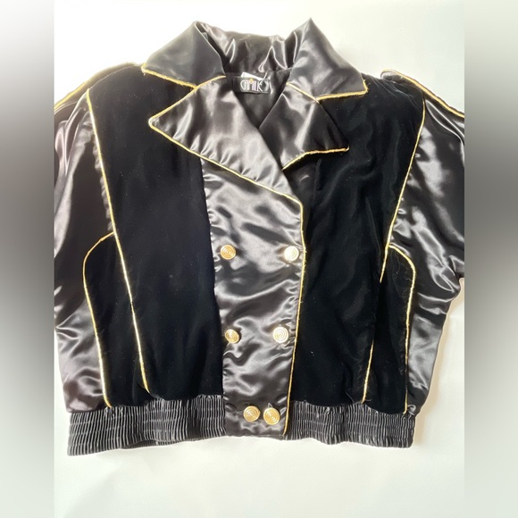 Vintage 80’s 90’s Velvet Satin Steampunk Military Style Jacket Gold Women’s Med - Picture 3 of 7